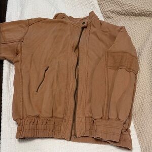 We The Free Tan Fleece Zip Bomber